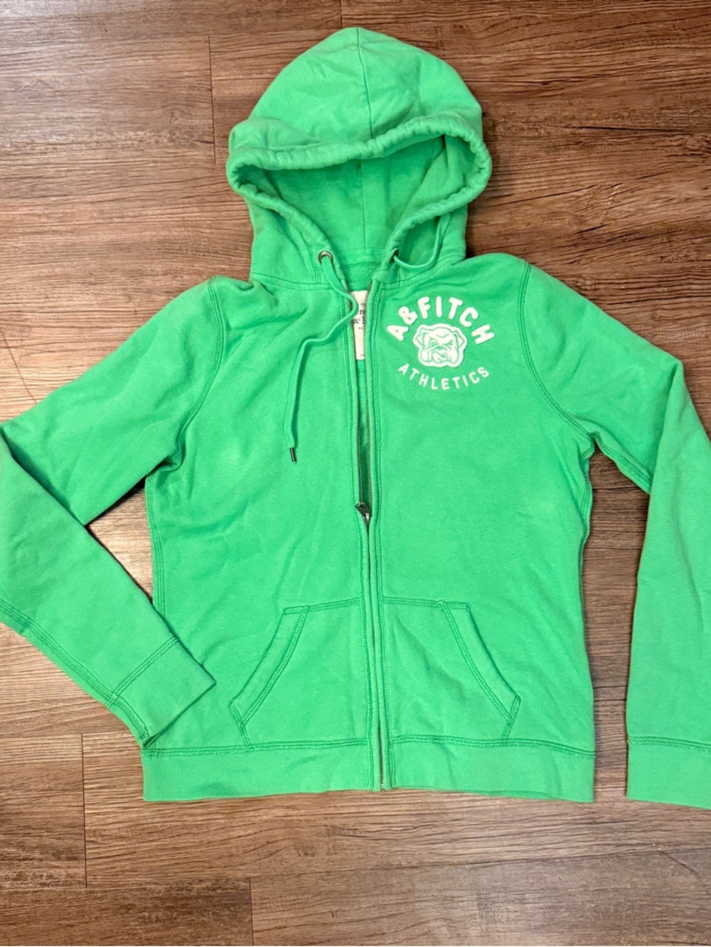Vintage Y2K Abercrombie & Fitch Kelly Green Bulldog Zip Hoodie